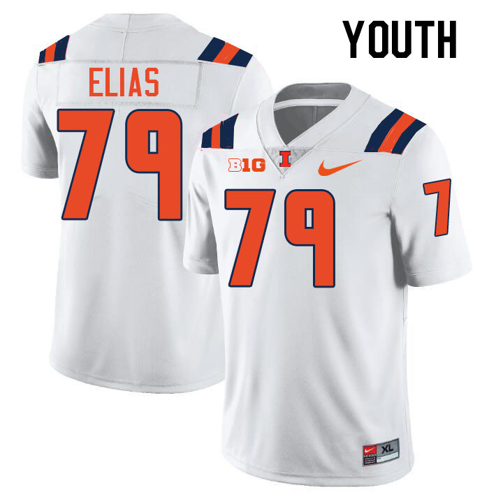 Youth #79 Luciano Elias Illinois Fighting Illini College Football Jerseys Stitched-White